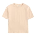 thumbnail image 3 of B91xZ Boy's 2 Piece Outfits Summer Short Set Outfit Short Sleeve Ruffle Tops and Pants 2PC Clothing Set,Beige 1-2 Years, 3 of 5
