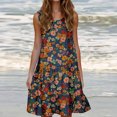 thumbnail image 1 of Ovzne Robes pour Femmes Robe pour Femme Mode pour Femmes Vacances Été Couleur Unie Sans Manches Fête Plage Robe Grande Taille Robe Maxi Imprimée Liquidation, 1 of 6