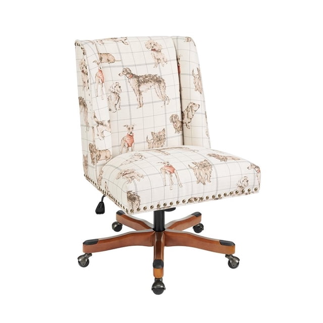 Linon Draper Chaise de Bureau Rembourrée en Bois pour Chien, Beige