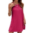 thumbnail image 1 of Ovzne Robes Grande Taille pour Femmes aux Formes Robe de Plage Femme Été Nouvelle Couleur Unie Col Rond Décontractée Col Suspendu Robe Ample à Bretelles Robe Maxi Grande Taille Liquidation, 1 of 5