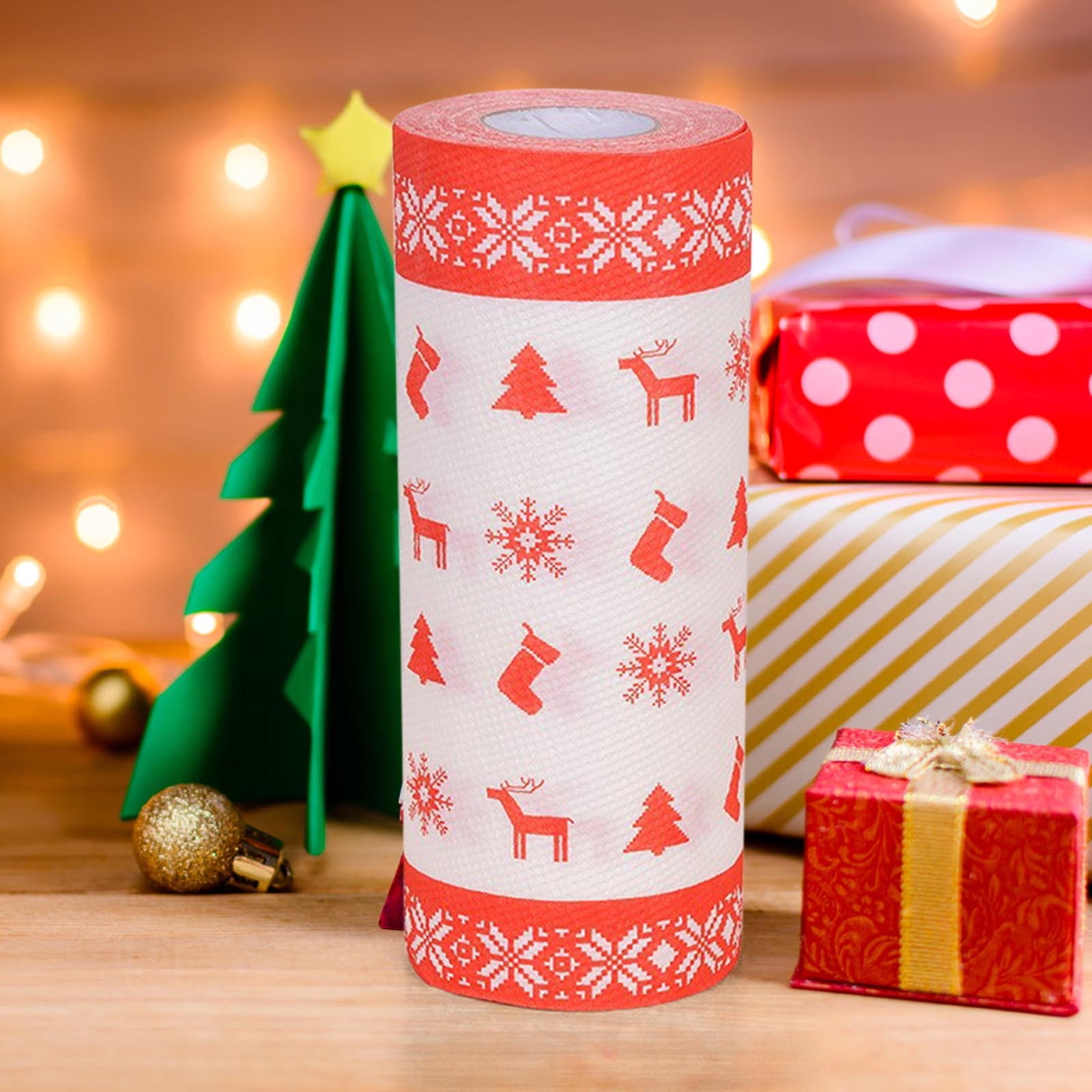 EGNMCR Christmas Print Kitchens Paper Absorbent Oil Absorbent Kitchens Towel Paper a tissue