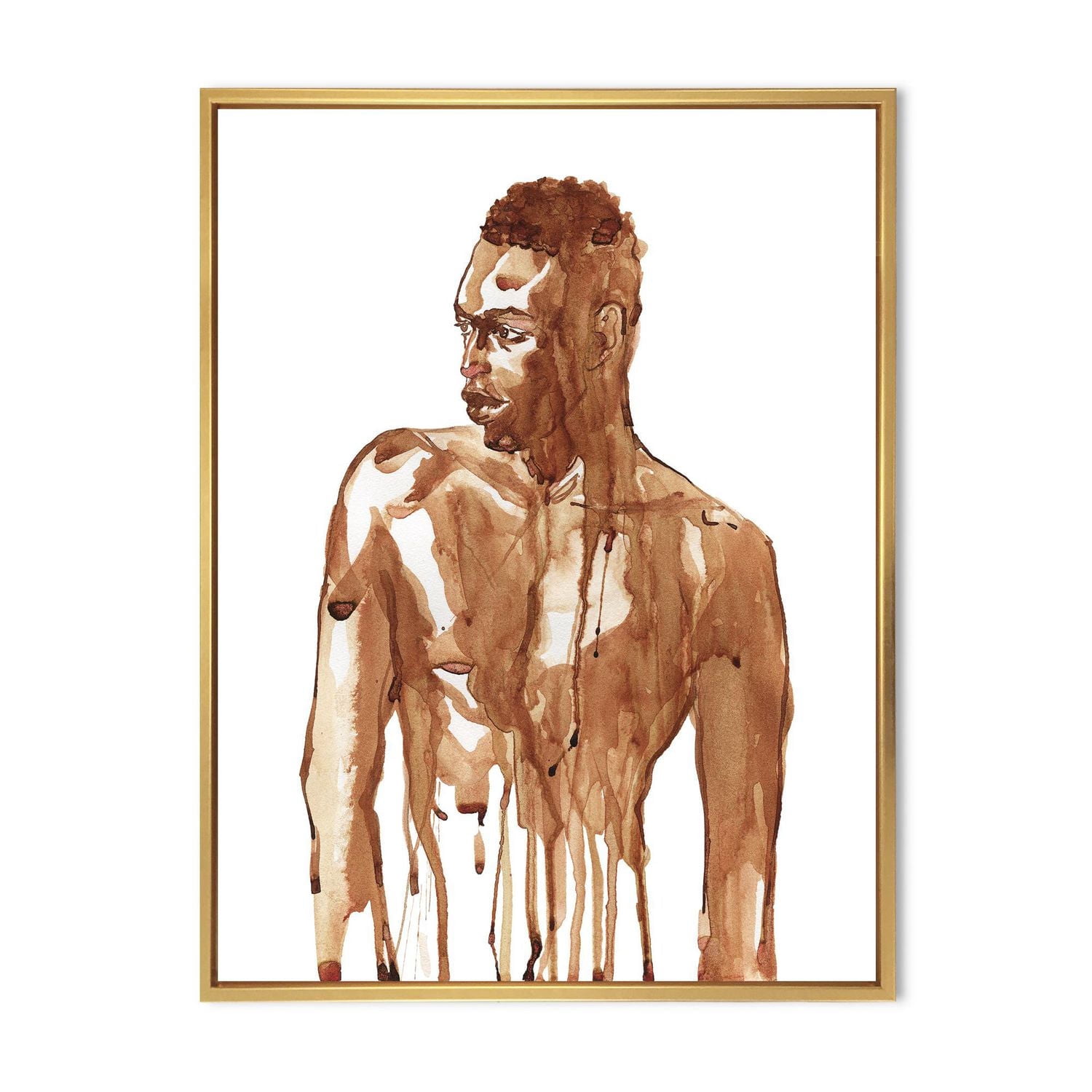 Designart Portrait de bel homme africain sur blanc II ART MURAL À CADRE FLOTTÉ