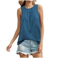 thumbnail image 1 of Timegard Tank Tops for Women Ruched Crewneck Sleeveless Back Button Summer Casual Lightweight Tee Top, 1 of 3