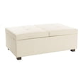 thumbnail image 1 of CorLiving Antonio Premium Faux Leather Deluxe Double Storage Ottoman with Wood Legs, 1 of 9
