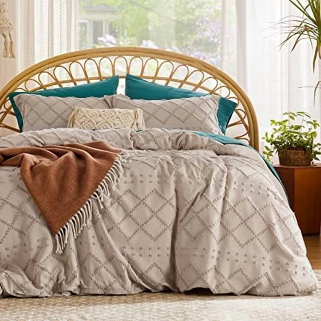 Housse de Couette Boho Format Grand Literie Boho Housse de Couette Grand Tuftée pour Toutes les Saisons Broderie Shabby Chic Literie Maison Couette Non Incluse ( x &#;)