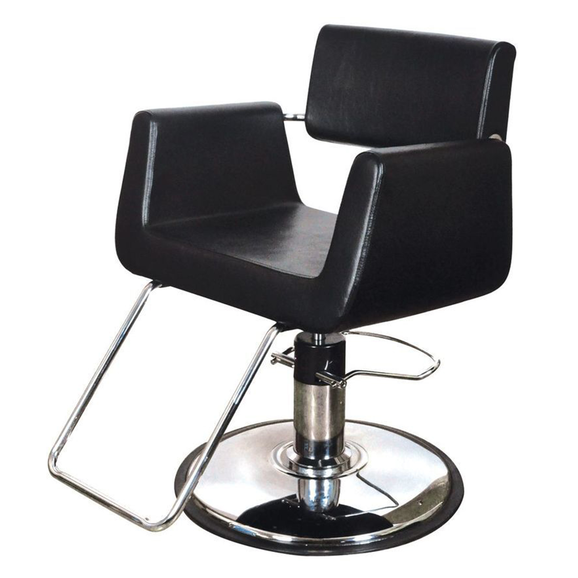 Chromium Brooklyn Chaise de Style Professionnel avec Coussins en Mousse, Noir