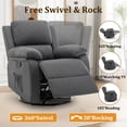 thumbnail image 3 of YSICK Small Swivel Rocker Recliner Chair for Small Spaces Linen for Living Room,Grey, 3 of 6