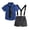 Dark Blue, variant on Boy Suit Collared Dress Shirt + Suspender Pants + Bowtie 3 Pieces Formal Gentleman Suits Baby Baptism Dress for Baby Boys 6-12 Months