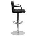 thumbnail image 3 of Contemporary Black Quilted Vinyl Adjustable Height Barstool with Arms and Chrome Base, 3 of 9