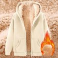 thumbnail image 2 of Chandail à Col Ras du Cou pour Femmes Chandails à Capuchon d'Hiver pour Hommes Chandail Molletonné Chaud Chandail Épais à Fermeture Éclair à Capuche avec Poches P-19 Beige 3TG, 2 of 3