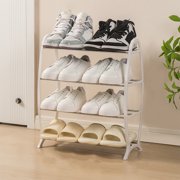 Dvkptbk Shoe Rack Shelf for Closet, Shoe Organizer for Bedroom Closet, Floor Shoe Shelf for Entryway Storage, 4-Tier, White