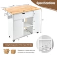 thumbnail image 2 of Gymax Kitchen Island Cart Rolling Serving Trolley w/ Drop Leaf Spice Rack Shelves White, 2 of 10