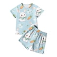 thumbnail image 1 of Tenue de Pâques pour Bébé Fille, T-Shirt à Col Rond à Manches Courtes avec Imprimé Lapin de Pâques et Short, Tenue d'Été, 1 of 7