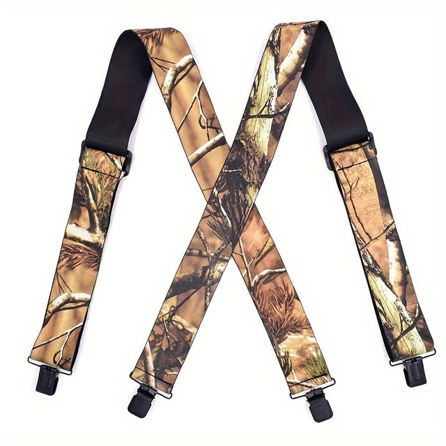 YOPTOP CamoXtreme Mens Durable Suspenders - 4-Clip Secure Hold Adjustable for Hunting & Work Comfortable X-Back Design,Model A