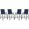 thumbnail image 1 of Gymax 4PCS Outdoor Bar Stools 29'' Fabric Bar Height Stools w/ Armrests & Footrest Navy, 1 of 10