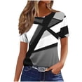 thumbnail image 1 of Pisexur Hauts pour Femmes, Hauts de Printemps pour Femmes 2025, Hauts pour Dames, T-shirt Imprimé Décontracté et Tendance pour Femmes avec Col Rond et Manches Courtes Gris, 2TG, 1 of 5