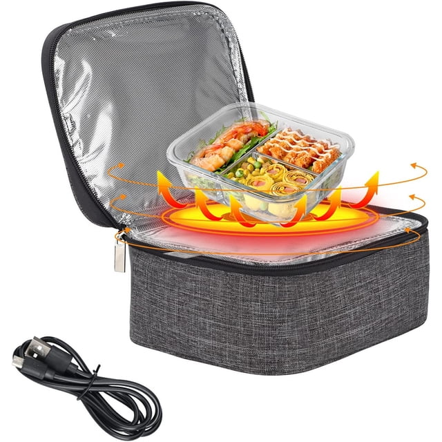 Antqov Boîte à Lunch Chauffante Portable, Boîte à Lunch Chauffante USB, Mini Boîte à Lunch Chauffante Contenant Chauffe-Nourriture Sac à Lunch Boîte à Lunch, Accessoires pour la Maison
