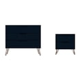 thumbnail image 1 of Manhattan Comfort Commode et Table de Nuit en Bois Rockefeller, Bleu Minuit, 1 of 10