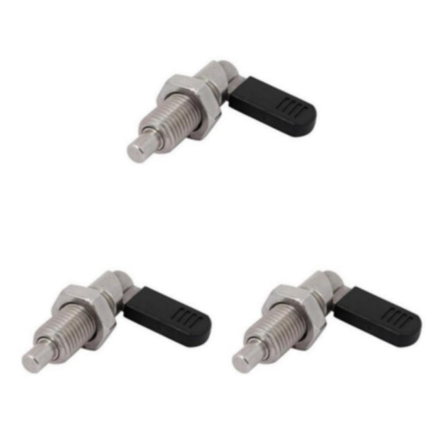 Transemion Sleek Stainless Steel L Type Indexing Plungers Fine Thread Locking Bolts Silver M20-10 3Set
