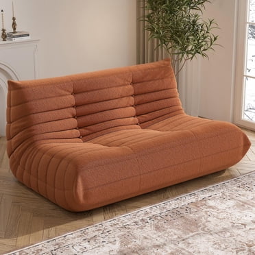 WHGBJA Causeuse Oversize Bean Bag Chair, Canapé de Repos de Sol Togo, Fauteuil Lounge, Canapé à Remplissage en Éponges Haute Densité, Fauteuils Confortables pour Adultes, Fauteuil de Foyer Cadeau de Mobilier pour Salon Chambre, Orange