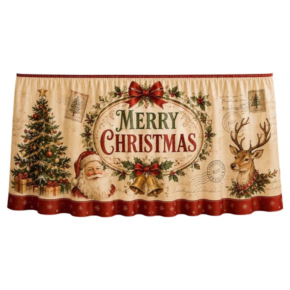 Jupe de Table de Noël Couvre-Table des Fêtes Nappe Festive pour Table à Manger Fête Maison Décoration de Noël