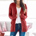 thumbnail image 1 of Pull Hiver Cardigan Manches Longues Boutonnage Ouvert sur le devant avec Poche, 1 of 5