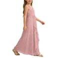 thumbnail image 4 of DuoJiaJ Robe Trapèze pour Fille Demoiselle d'Honneur Junior Robe Maxi Fluide en Mousseline Robe de Mariage Fête Concours Taille 11-12 Ans, 4 of 5