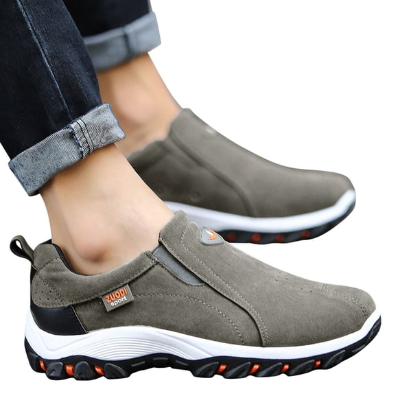 Dakaela Mens Slip on Loafers Walking Shoes Hands Free Comfort Casual Flat Running Sneakers Grey 11