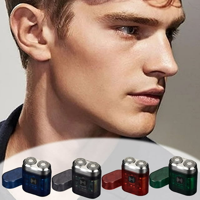 Chok Rasoir Électrique Portable Mini pour Hommes avec Design Transparent, Tête Flottante à Double Rotation, Écran LCD, Rechargeable par USB, Étanche, Rasoir de Voyage, 4 Couleurs Disponibles - Unité Unique Av