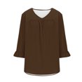 thumbnail image 5 of Timegard Hauts Grande Taille pour Femmes Col en V Froncé à Volants Manches 3/4 T-Shirts Confortables Décontractés Amples, 5 of 5