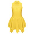 thumbnail image 3 of Girls Shiny Rhinestones Sleeveless Figure Ice Skating Dress Ballet Lyrical Modern Dance Performance Yellow 6, 3 of 7