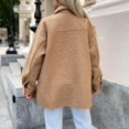 thumbnail image 4 of WEIYLL Fleece Jacket Women Shirt Oversized Button Down Long Shacket Pockets Khaki Fall Coats Size XL, 4 of 7