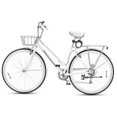 thumbnail image 1 of Viribus Hybrid Bike, 700c City Commute Cruiser Bike with 7 Speed Drivetrain 28" Wheel Step Through Frame Front Basket Rear Cargo Rack Dual V Brakes,White, 1 of 6