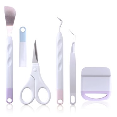 Amdohai Basic Tool Set Vinyl Craft Weeding Tool with Weeder Scraper Spatula Tweezers Scissors Removal Tool Kit for Scrapbooking DIY Projects