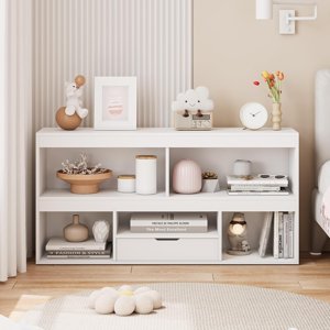 Zzistar 2-Tier Bibliothèque et rangement de jouets pour enfants Étagère de livres pour enfants avec 5 Cubbies et 1 Tiroir Bibliothèque pour enfants Cabinet de rangement pour enfants pour les chambres à jouer
