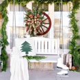 thumbnail image 4 of 18in Christmas Winter Wooden Wheel Wreath  Decorated with Pine Cones  Ribbon Bow  Frosted Branches  Simulation Door Hanging Window Props Layout Decoration, 4 of 5