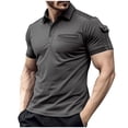 thumbnail image 2 of Fridja Gym Chemises pour Hommes Été Amusant Couleur Unie Col Rabattu Manches Courtes Performance Imprimé Chemise Boutonnée Décontractée de Jeu de Quilles pour la Saint-Valentin (Gris, TG), 2 of 5