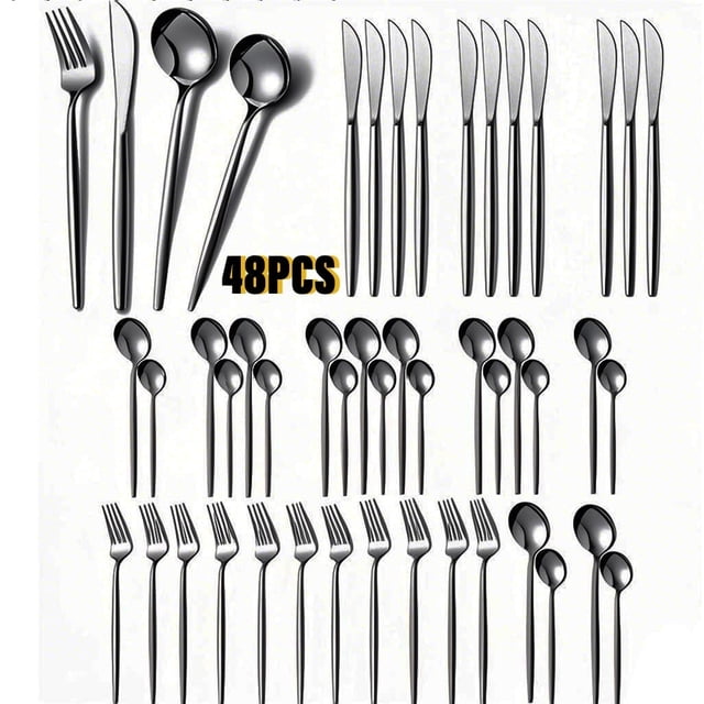 Silverware Set,48-Piece Stainless Steel Flatware Service for 12, Kitchen Accessories Utensils Tableware Cutlery Set,Dishwasher Safe