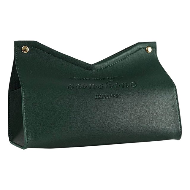 ziyahi Modern Tissue Box Holder PU Leather Triangle for Dresser Bathroom Decoration Green