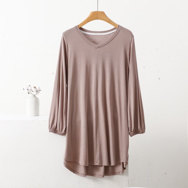 AherBiu T-Shirts pour Femmes à Col Rond, T-Shirts de Pyjama Amples, Été, Légers, Doux, Tunique à Manches Courtes, Hauts, Couleur Unie