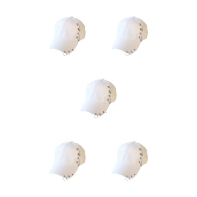 Thinsony Hip Hop Baseball Cap With Ring Decor For Stylish Look Cotton Ring Baseball Hat Fits All Head Shape Comfortable Chain White 5Set