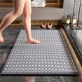 thumbnail image 2 of yulier Checkered Bath Mat, Ultra Thin Non Slip Bath Mat for Bathroom Floor, Quick Dry Absorbent Bathroom Rug, 24"x16", Gray, 2 of 6