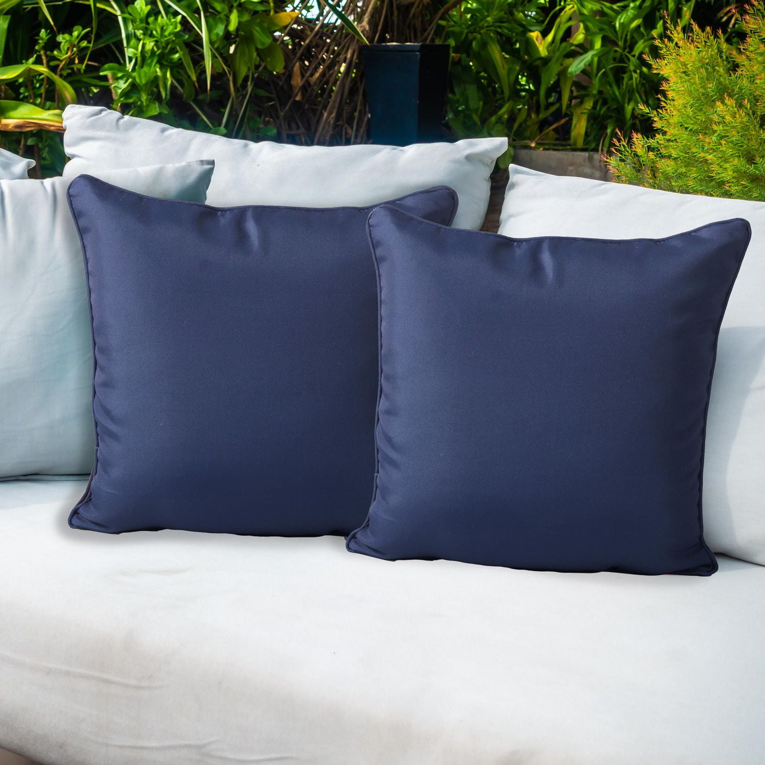 Ensemble de 2 coussins décoratifs d'intérieur/extérieur à bleu