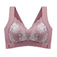 thumbnail image 4 of CHUANK Women‘s Front Closure Posture Wireless Back Support Lace Full Coverage Bra Sky Blue 4XL, 4 of 8