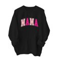 thumbnail image 4 of Culottes pour Femmes Chandail Maman Femmes Surdimensionné Paillettes Patch Maman Chandails à Col Rond Maman Imprimé Manches Longues Ample Mode Chandail TP Noir, 4 of 7