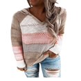 thumbnail image 1 of Women‘s Hooded Sweater Rib Knitted Long Sleeve Loose Fitting Pullover with Hood, 1 of 6