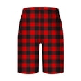 thumbnail image 4 of Diufon Men's Casual Shorts Spring Summer Wide Leg Loose Plaid Printed Elastic Waisted Drawstring Sport Shorts, 4 of 4