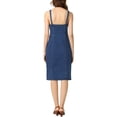 thumbnail image 3 of INSPIRE CHIC Robe en Denim à Boutons pour Femme Sans Manches à Encolure Cœur Robes en Jean Petite Bleu, 3 of 5
