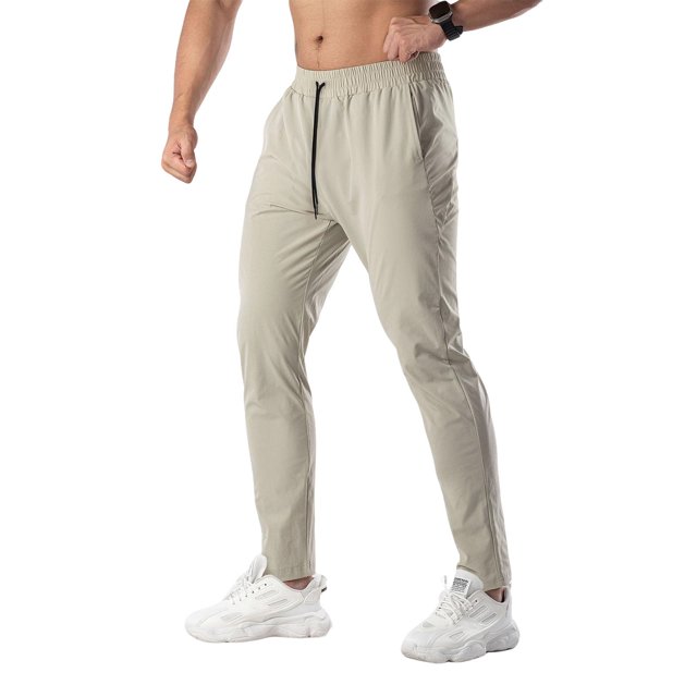 Ceisia Men Solid Color Loose Casual Pants Elastic Waist Drawstring Sports Gift Work Trousers
