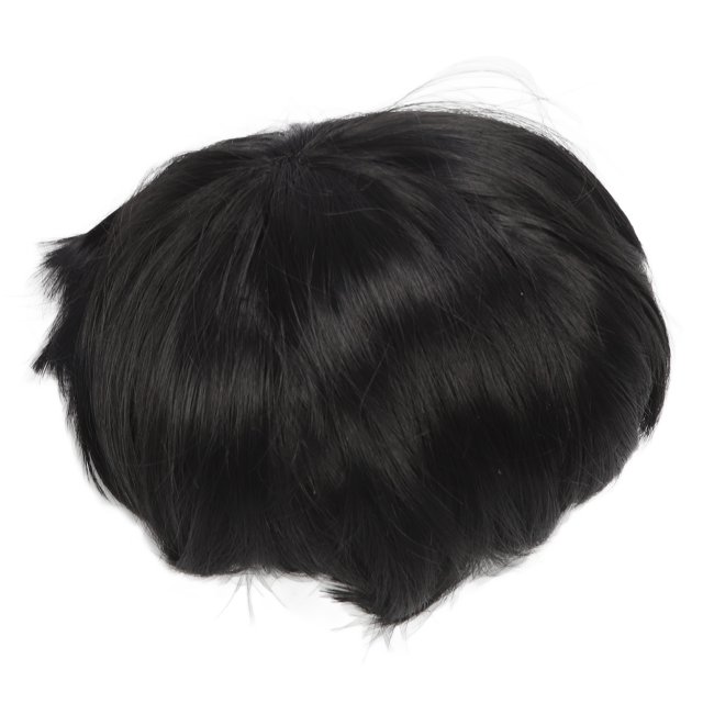 Men Hair Replacement,Boy Wig Black Short Men Full Wig Straight Hair Replacement User-Friendly Design